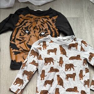 Kids Tiger Print Long Sleeve Shirts - Black and Gray from H & M